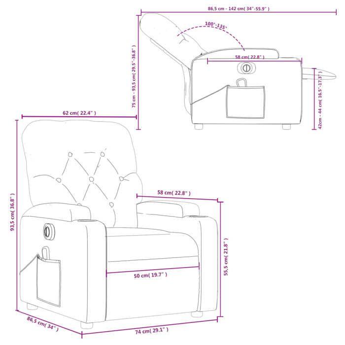 VidaXL Electric Reclining Massage Armchair, Relaxation Chair with Adjustable Backrest and Footrest, Salon Seat 3204770