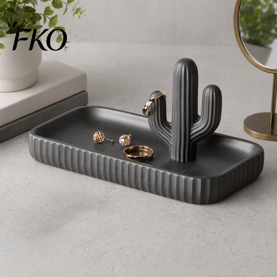 Unique Jewelry Storage 3D Printed Cactus Tray, Ring Dish, Entryway Table Trays, Decorative Trinket Light Luxury Decor Organizer Tray for Rings