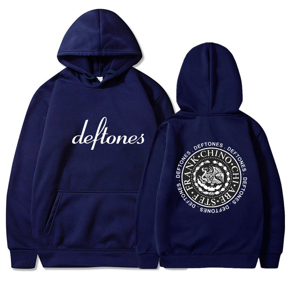 Hip Hop Rapper Printed Deftones LOGO Autumn Unisex Hooded Sweatshirt Fleece Lined Casual Pocket Hoodie for Couple Daily Streetwear Sweatshirt