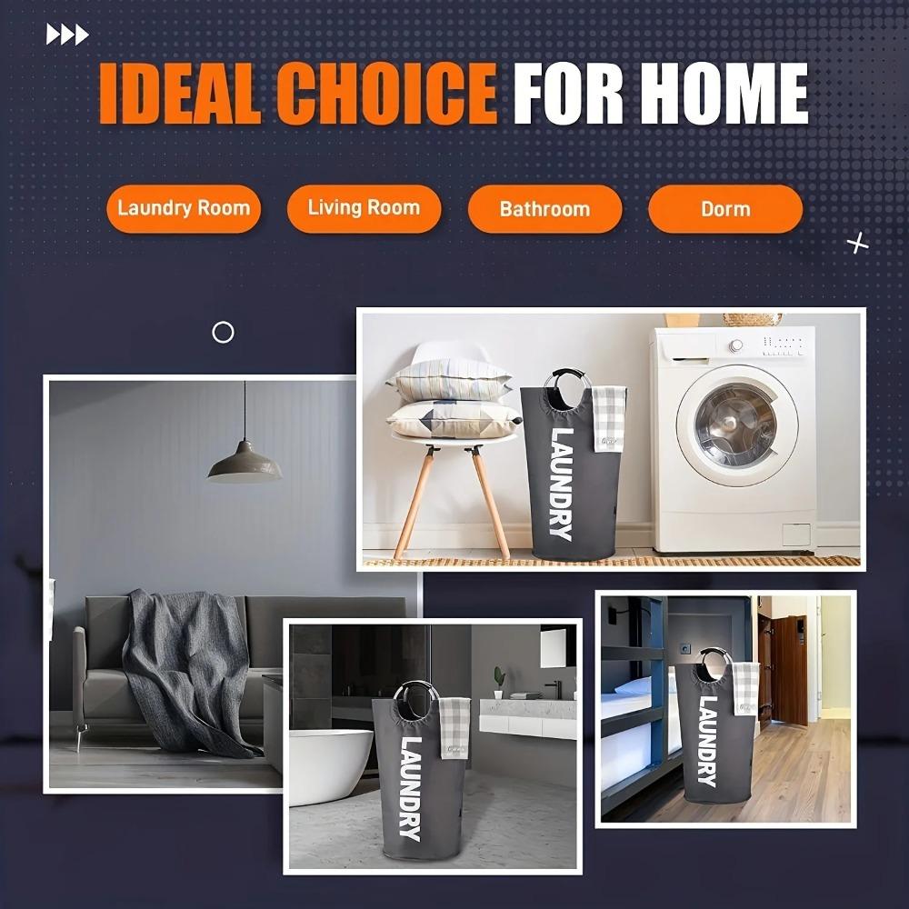 Vertical Waterproof Laundry Basket Padded Handle Dirty Clothes Hamper  Bathroom Storage