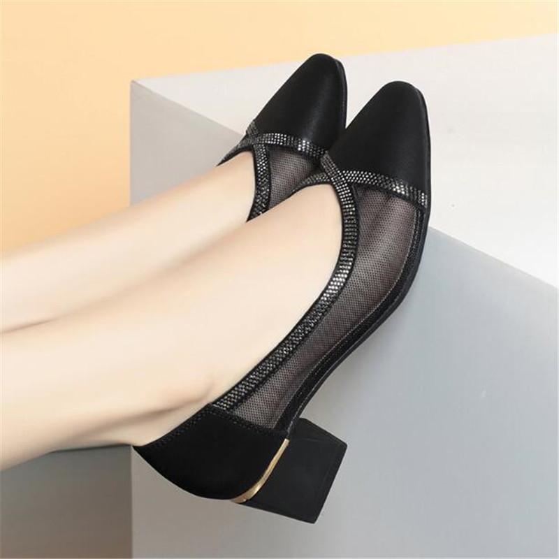 Mode Damen Pumps Schuhe Damen Echtes Leder Flach Slipper Runde Zehe High Heels Schuhe Hochzeitsparty Büro Arbeitsschuhe Größe 35-41