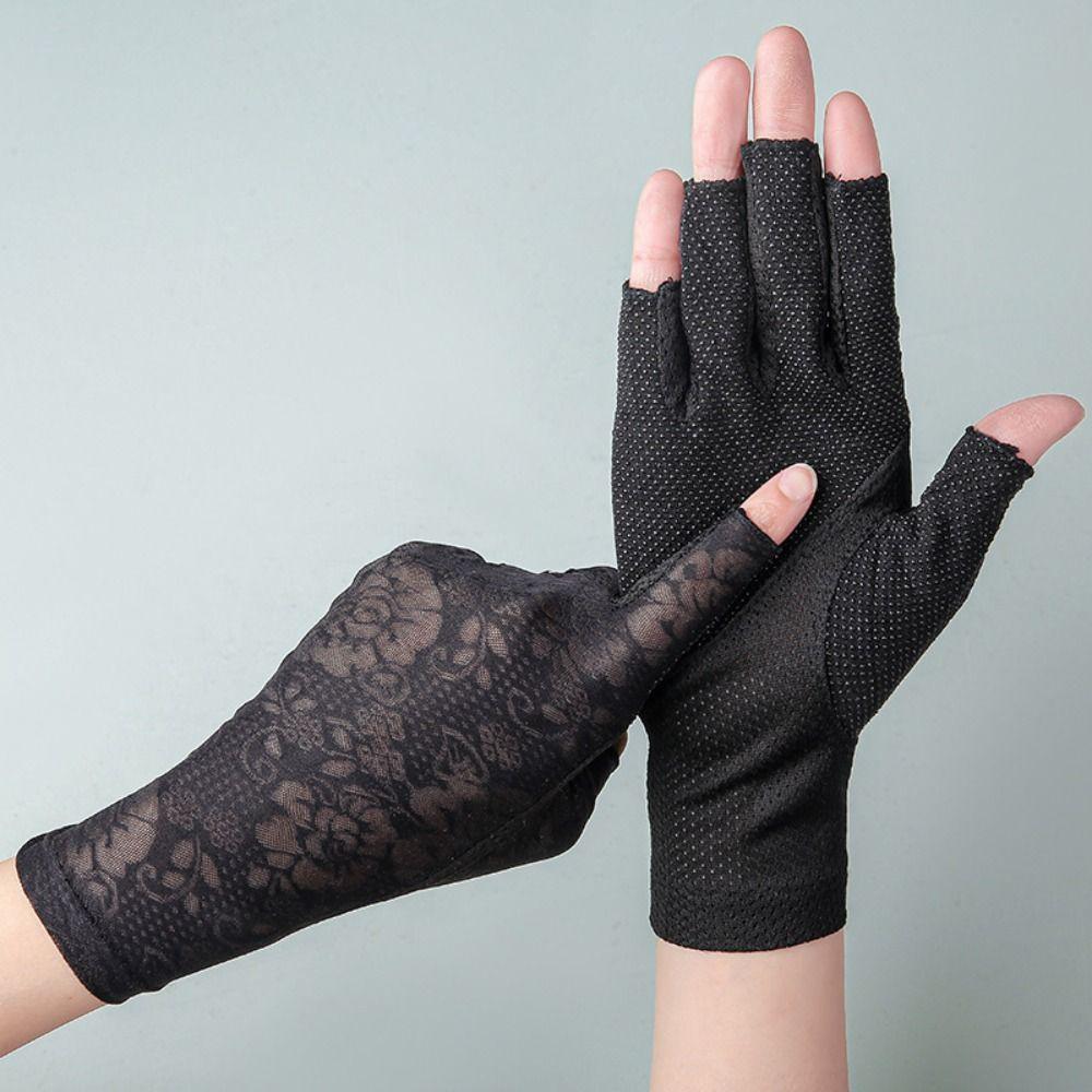 Neue rutschfeste Sonnenschutzhandschuhe Atmungsaktive Halbfinger-EisSeidenhandschuhe UV-Elastizität Fahrradhandschuhe Sommer