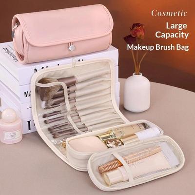 Large Capacity Multifunctional Makeup Bag, Women'S Travel Makeup Brush Bag,  Portable Folding Beauty Makeup Storage Bag