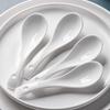 Kangfutao White Ceramic Soup Spoons