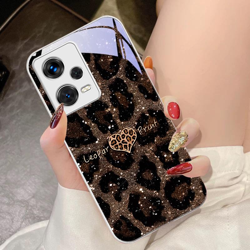 Leopard Spotted Love Green For Xiaomi 14 Ultra 13 Lite Redmi Note 13 11 Pro 12 Plus Poco X6 3 Pro F4 6 GT Tempered Phone Case