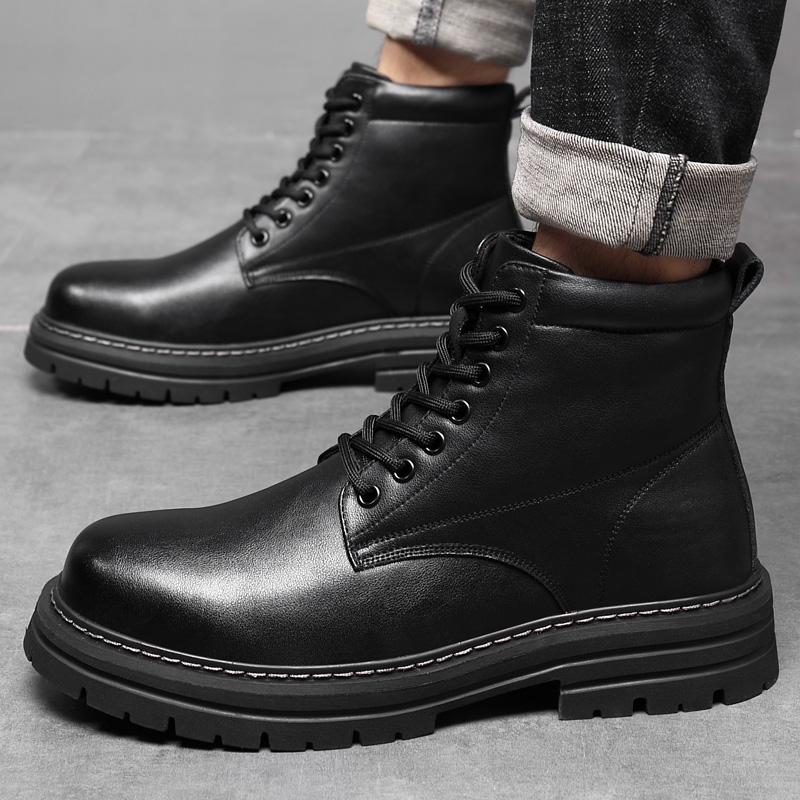 Modische Lässige Herren High-Top Lederschuhe Modischer minimalistischer Designer-Stil Täglich Büro Outdoor-Party Motorrad Erwachsenenschuhe