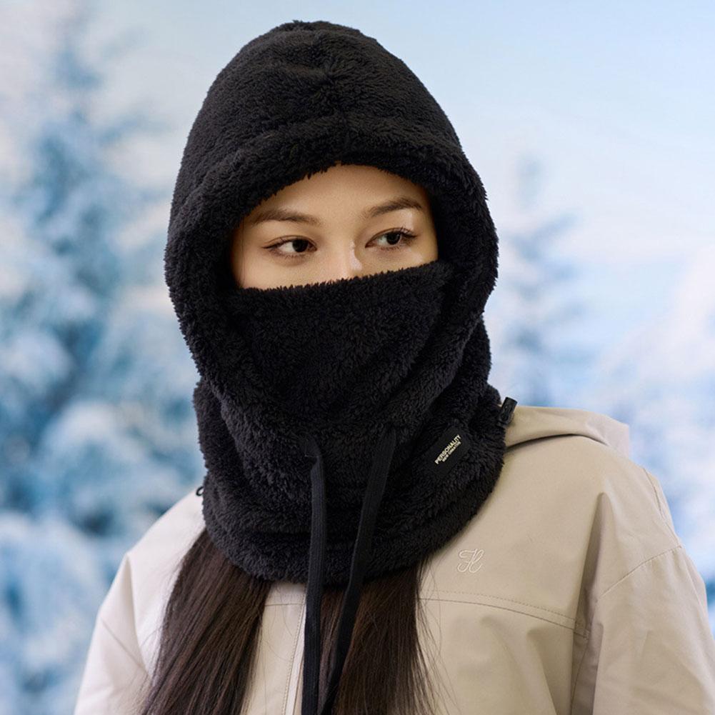 NEU Weiche Einfarbige Radsport Winddichte Mütze Kapuze Thermische Winter Sturmhaube Kordelzug Warmhalten Skimaske Hut Frauen