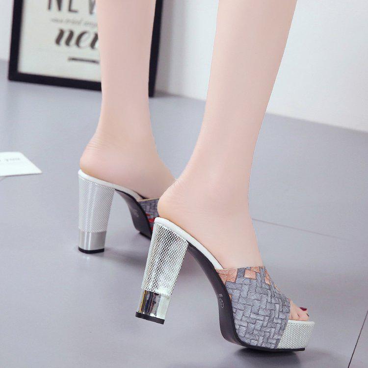 New Women Summer Slippers Fashion Sexy Super Square High Heels Peep Toe Party Shoes Woman Platform Sandals 2019