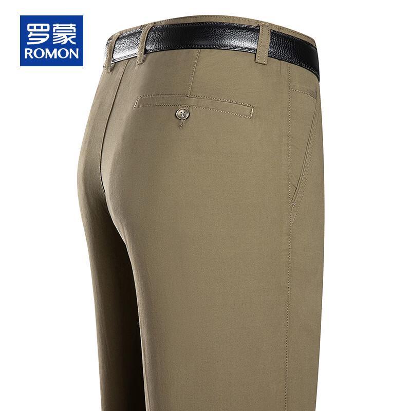 ROMON Men's 100% Cotton Casual Straight-Leg Trousers