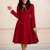 Ebay Fashion Solid Color Women's Long Sleeve Lapel Elegant and Skinny Dress