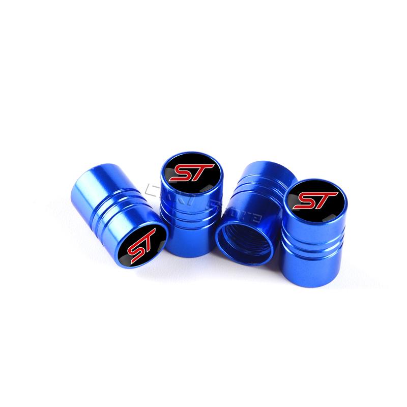 BBBF7 4PCS Car Wheel Tire Valve Stem Caps Airtight Cover For Ford ST Line Focus X 2 3 Mondeo Fiesta Kuga MK2 MK3 MK4 Tyre Accessories
