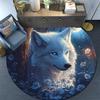 Wolf in Moonlit Round Area Rug,Carpet Rug for Living Room Bedroom Sofa Playroom Decor,Non-slip Floor Mat