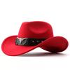 Hot Sale Western Cowboy Hat Wide Brim Belt Buckle Retro Riding Top Hat Fedora Hat for Women Men