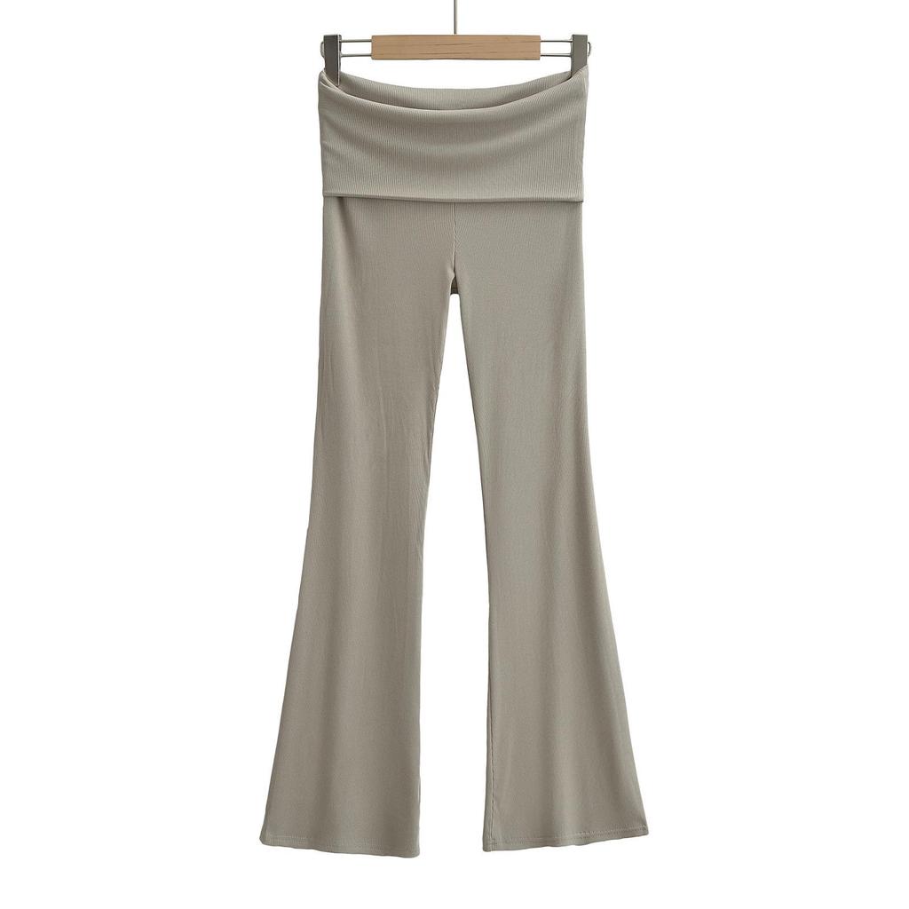 Women's 2024 Stylish Flare Bodycon Pants - Double-Layer Waist, Slimming Fit, Multiple Colors