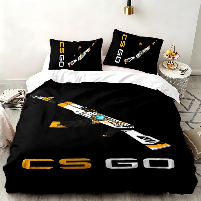 CS go 3-teiliges Set Perfekt für das Schlafzimmer Gemütliches Bettwäsche-Set enthält einen Bettbezug und zwei Kissenbezüge Ideales Geburtstags- oder Weihnachtsgeschenk