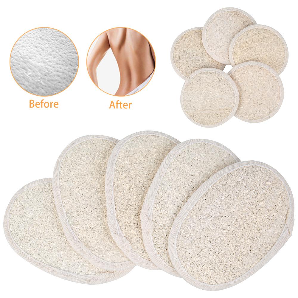 5pcs/pack Exfoliating Loofah Pads Scrubbing Travel Spa Loofah Natural Luffa Facial Body Skin Care Scrubber Bathroom Accessories