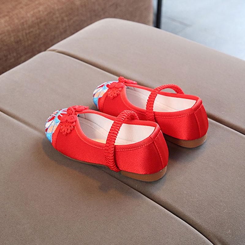 Chinese Antiquity Style Girls Shoes Embroidered Hanfu Shoes Kawaii Kids Lolita Dress Shoes Carnival Festival Casual Single Flats