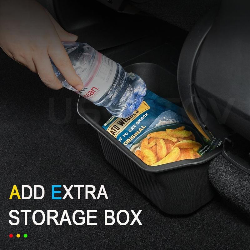 Rear Center Console Organizer for Tesla Model Y Juniper 2025 2026 Trash Can 2nd Row Under Floor Storage Box Bin Mat Accessories