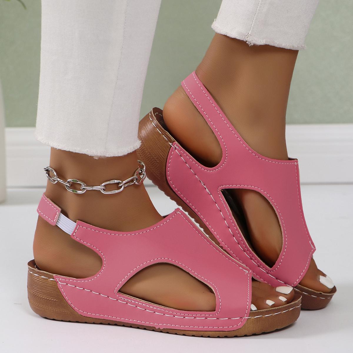 

Fashion Summer Sandals for Women 2025 Fashionable Large -informal Size Wedge Sandals Fish Mouth Sandals Casual with Platform Wedge Shoes 35 розовый