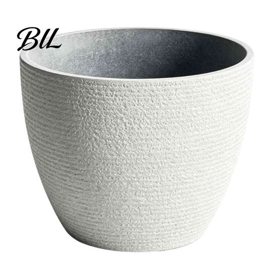 Lightweight Durable Plant Container Large Tall Resin Planter, Thickened Faux Stone Pot with Embossed Nordic Style Planter Texture, Modern Decorative