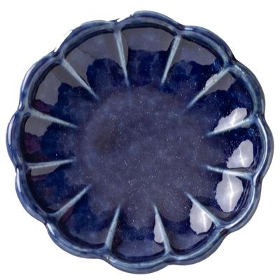Minoru Pottery Toiro 90-Piece Flower Small Plate, Indigo