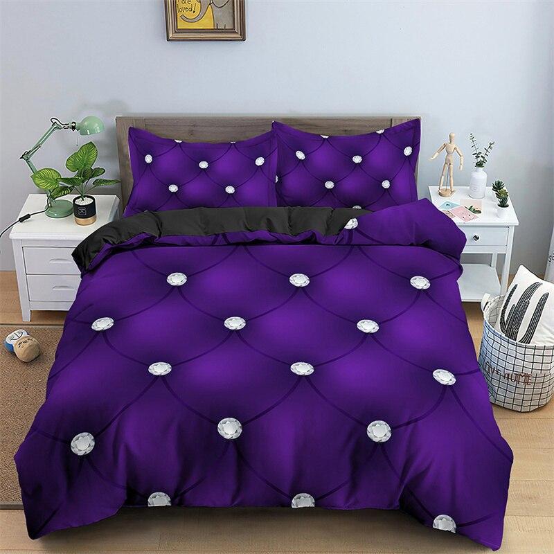 Digital 3D Printed Three-Piece Deluxe Abstract Geometric Covered Ultra Fiber Diamond Bedding