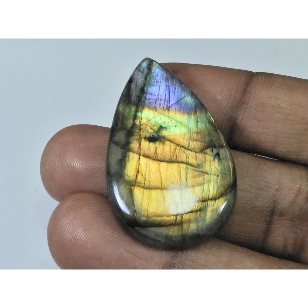 61Cts. Natural Purple Flash Labradorite Pear Cabochon Gemstone 25X40X07 MM B-303
