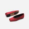 Sheepskin Version of Grape Mother Noble Satin Temperament Square Head Cross Belt Flat Bottom Shallow Mouth Mary Jane Single Shoes Women's Ballet Shoes