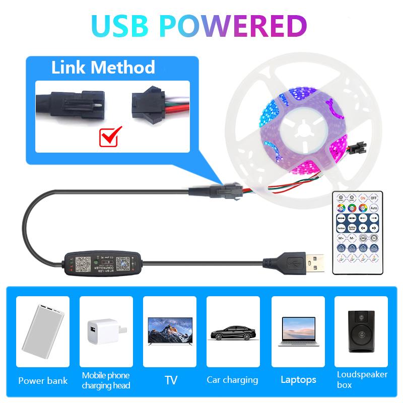 Bande lumineuse LED Rgb basse tension Ws2812b, eau respirante pour cheval en cours d'exécution, couleur de rêve, bande lumineuse USB 5V