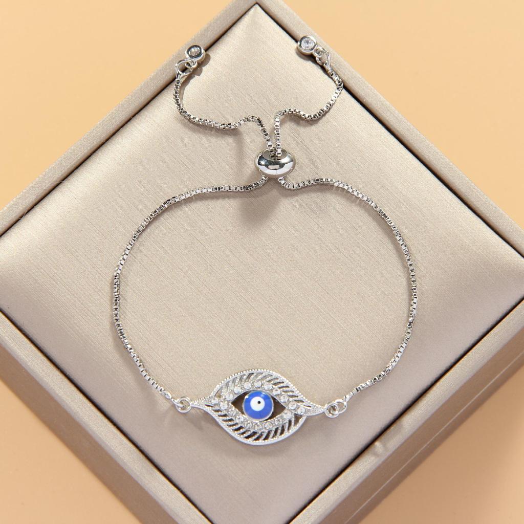 Copper Pull-Adjustable Evil Eye Bracelet - Color-Preserving, Simple & Fashionable for Women In Southeast Asia