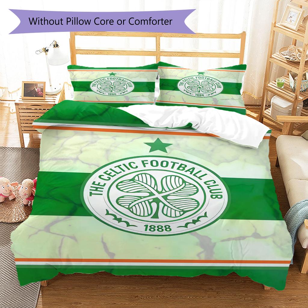 Celtic Football Club Bedding Quilt Set Quilt Cover Pillowcase Home Decoration Birthday Gift (1 * Duvet Cover + 2 * Pillowcase, Without Core)