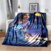 Princess and Knight Boat Scene Flannel Blanket, Magical Lantern Sky Throw Blanket