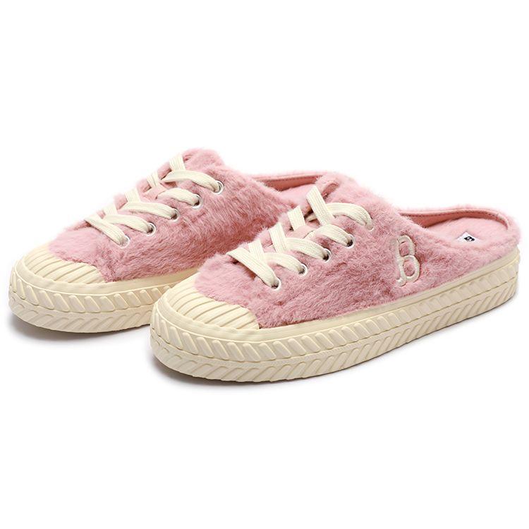 MLB Playball Mule Sea Horse Hair Shock Absorbing Lightweight Low Top Skate Shoes Unisex Skate Shoes Pink White 3AMUUD316-43PKS