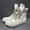 Andningsbara Canvas High Top Sneakers, Herr Stor Storlek Tjock Sula Casual Platåskor, Snörade Bekväma Ankelkängor,35-48