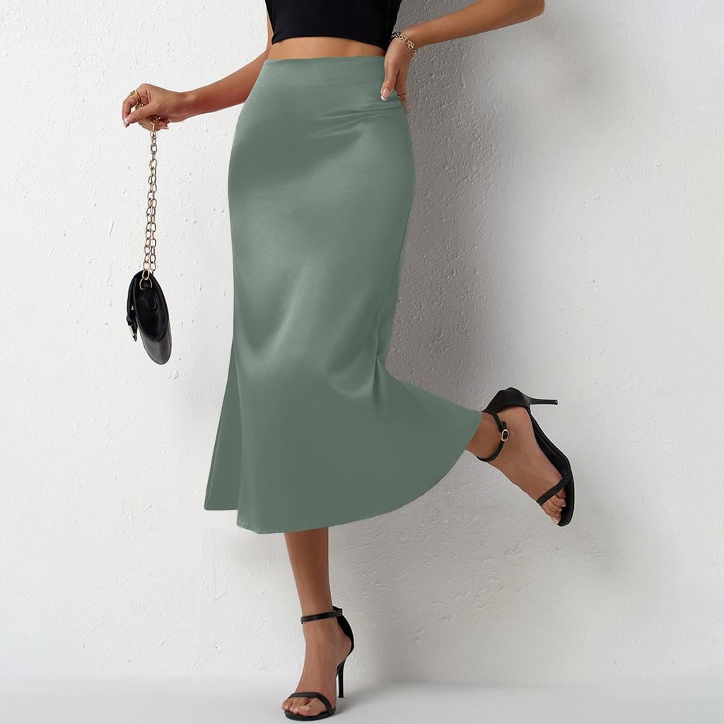 Women's Fashionable And Casual Design French Elegant Draped Satin Skirt