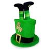StPatricks Day Tall Hat with Shamrock Pattern Green Top Hat with 3D Irish Legs for Theme Occasion Irish National Day