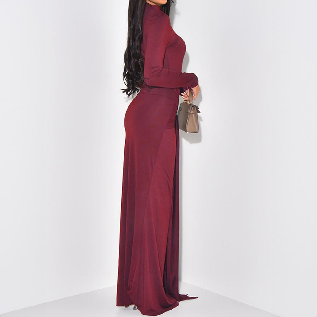 Elegant Solid Color Long Sleeve Hip Skirt Dress for Women 2025 Autumn
