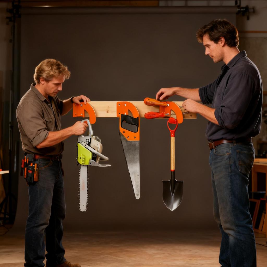 Chainsaw Wall Mount Heavy Duty Steel Rust-Resistant Chainsaw Rack Wall-Mounted For Workshop Garage Shovels Brooms Cables Hoses