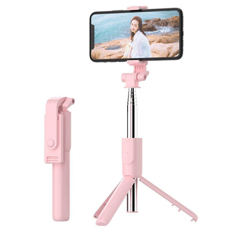 Selfie Stick 1 Meter Retractable Bluetooth Remote Control Fill Light Photo Live Broadcast Selfie Stick Tripod Mobile Phone Holder