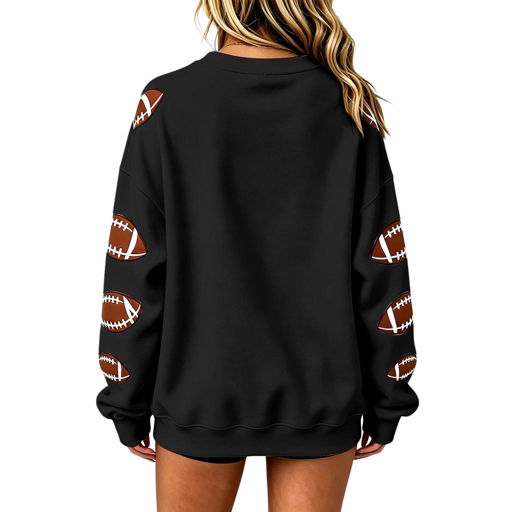 Women's Casual Neck Sweatshirt with Rugby Print