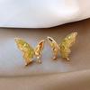 Retro Light Luxury Green Crystal Butterfly Stud Earrings – Elegant, Unique, Nature-inspired, Fresh & Fashionable