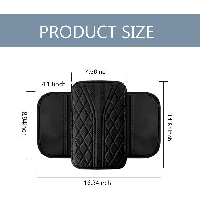 Car Center Console Cover, Leather Auto Armrest Cover With 2 Storage Bags, Universal Cars Armrest Cushion, Vehicle Interior Accessories Protector For