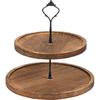 Wooden 2 Tiered Tray, Round Farmhouse Kitchen Table Decor, Wooden Tiered Tray Stand, Dessert Stand Kitchen Island Decor, Wooden Serving Tray for