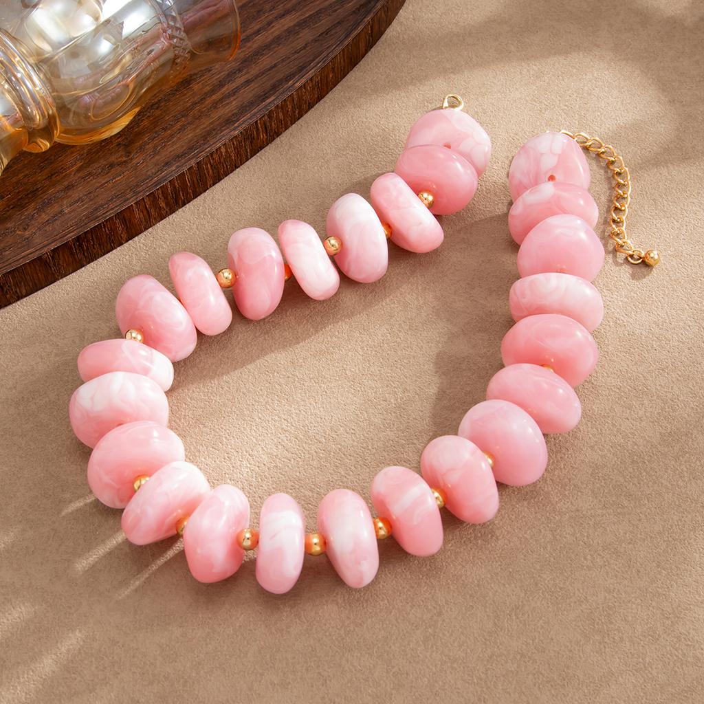 KunJoe 12 Couleurs Y2K Épais Coloré Résine Acrylique Perles CCB Collier Femme Bohème Tendance Chaîne de Clavicule Charme Bijou Accessoire