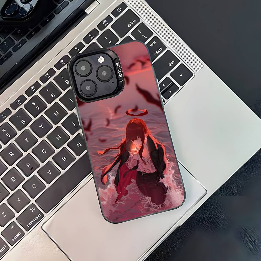 Anime M-Makima Phone Case For iPhone 17,16,15,14,13,12,11,Pro,XS,Max,Plus,Mini,SE4,E Black Matte Shockproof Cover