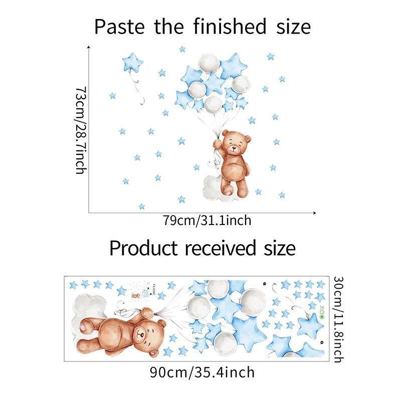 Cartoon Star Bear Moon Cloud Decoration Wall Decal Home Decoration Wall Decal Self Adhesive