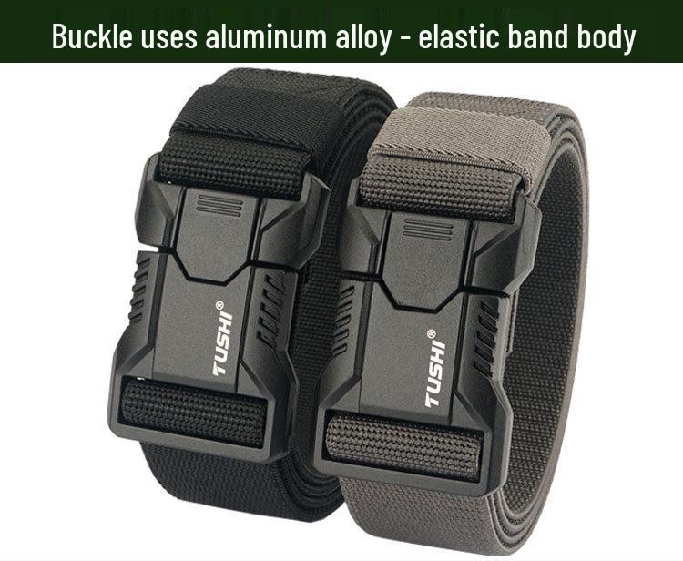 Men's Tactical Quick Release Stretch Belt with Aluminum Buckle for Outdoor and Casual Wear