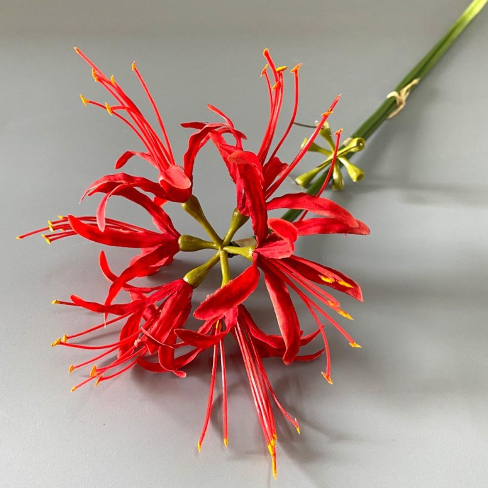 Silk Material Artificial Higanbana Flower 60cm Length Handmade Craft Plastic Silk Flower Plastic Fake Flower Home Decoration