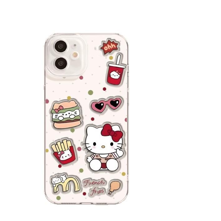 Hello Kitty Apple 17promax Mobile Phone Case 16 New Iphone15 Cute 14plus All-inclusive 13 Transparent Soft Case
