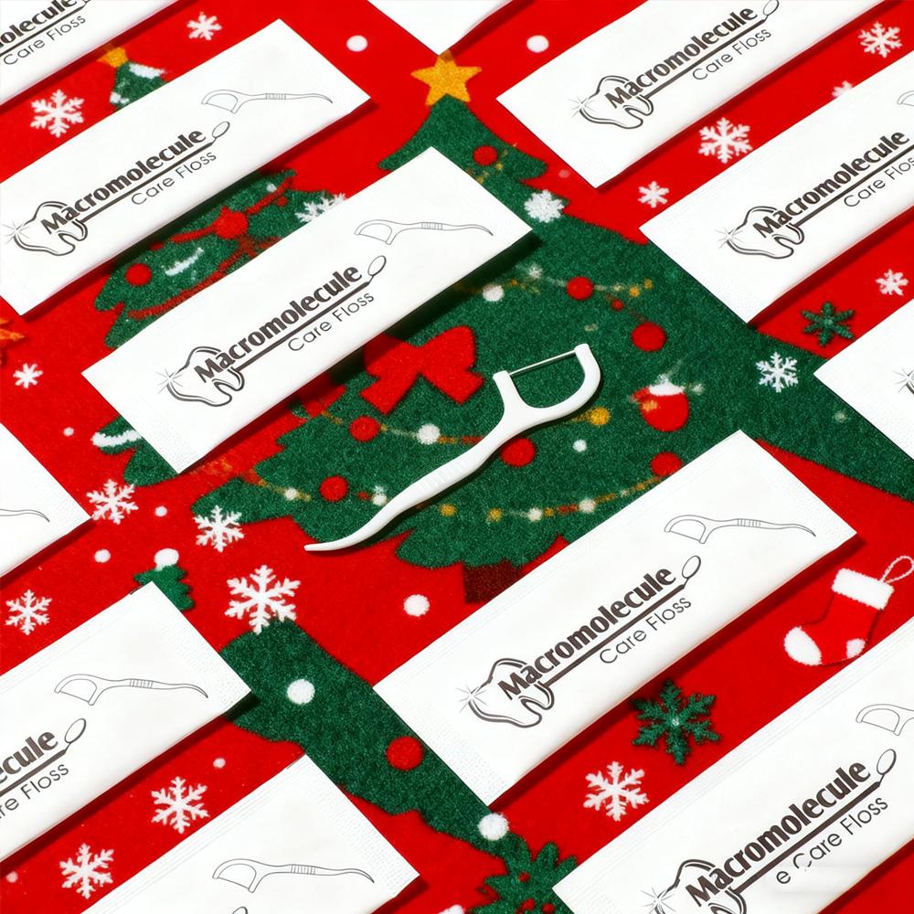 Christmas 250PCS Dental Floss Picks Individually Wrapped Disposable Teeth Cleaning Tools for Holiday Home Party & Travel